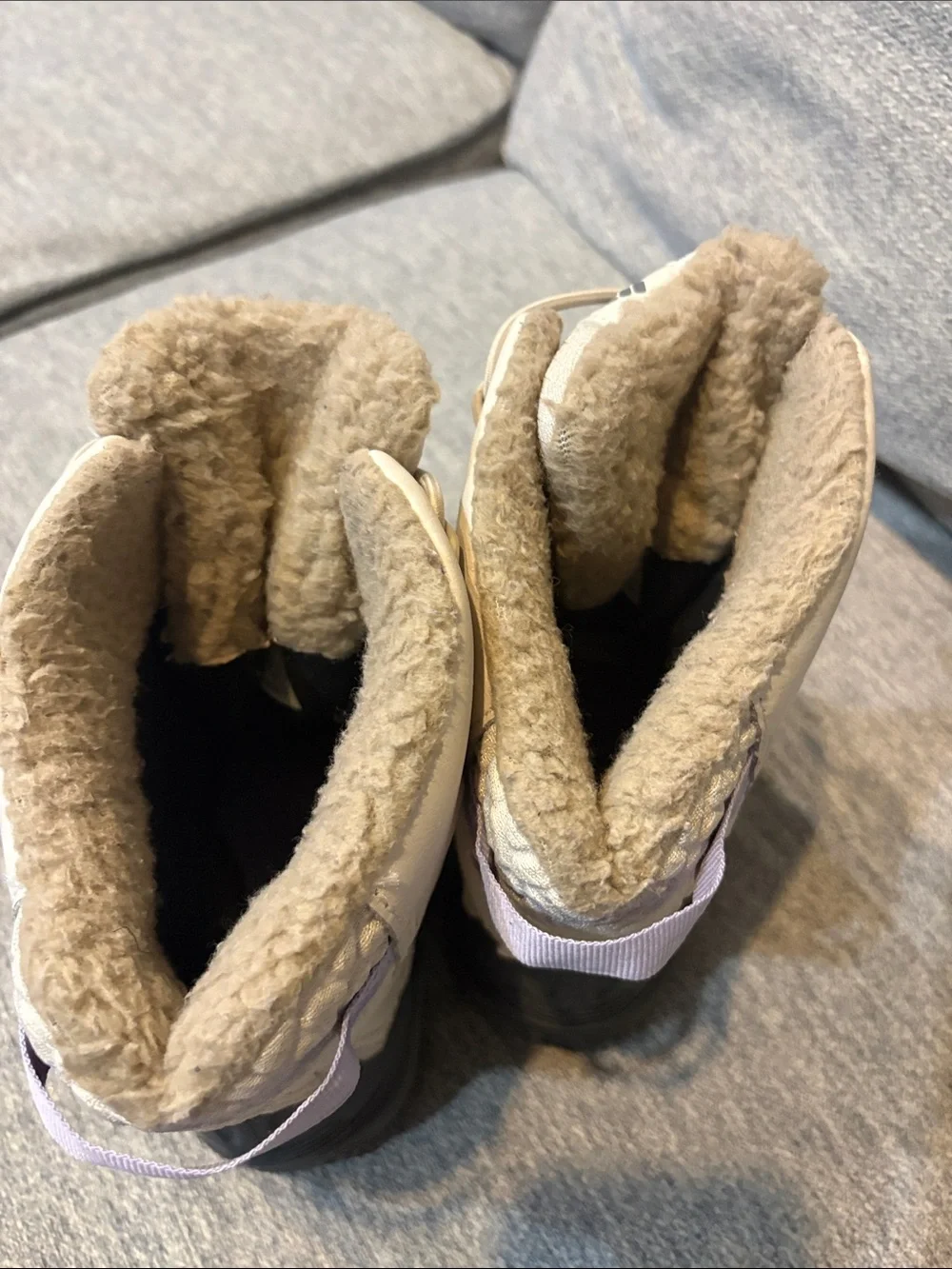 Columbia Kids Snow Boots in Light Gray, Black & Lavender